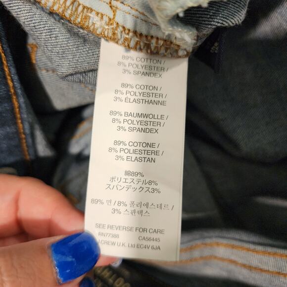 J. Crew Toothpick Skinny Jeans Dark Wash Mid Rise Patched Distressed 26 - Picture 8 of 9